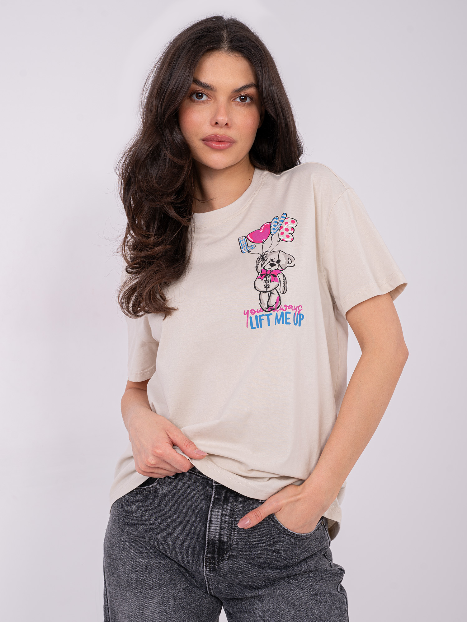 T-shirt jasny beżowy