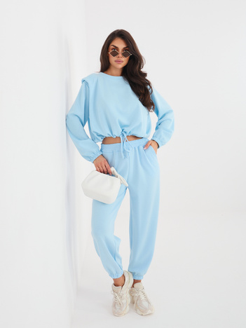 Pastelowy niebieski komplet z miękkiego materiału RUE PARIS 