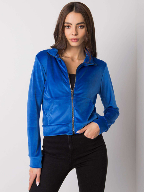 Ciemnoniebieska welurowa bluza rozpinana Charley RUE PARIS