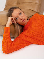 Hurt Pomarańczowy sweter z warkoczami oversize RUE PARIS