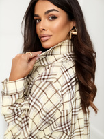 Jasnożółta damska koszula oversize w kratę