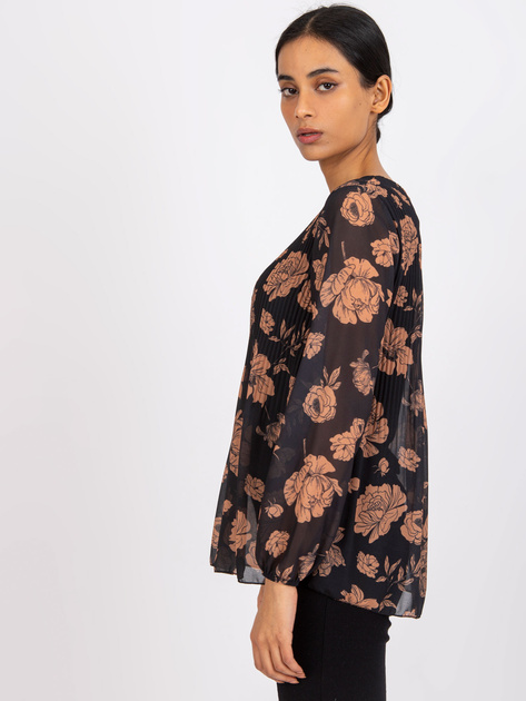 Czarno-camelowa bluzka z wiskozą Liana