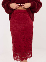Bordowa elegancka spódnica z koronki