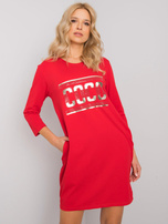 Czerwona sukienka z kieszeniami Marseille