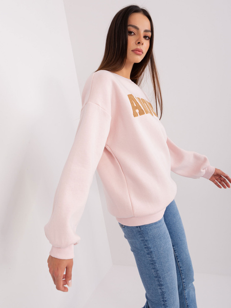 Hurtownia Jasnoróżowa bluza bez kaptura z napisem