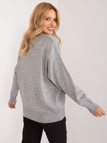 Hurt Grauer glatter klassischer Pullover mit Wollanteil.