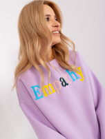 Hurt Jasnofioletowa bluza bez kaptura z napisem 