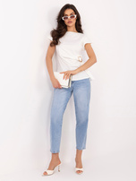 Ecru elegancka bluzka z krótkim rękawem