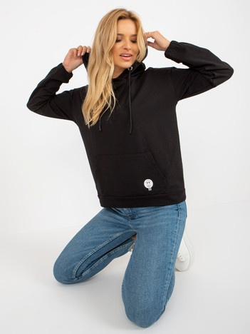 Großhandel Schwarzer Damen Hoodie aus Baumwolle.