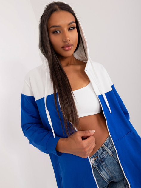 Hurtownia Ecru-kobaltowa rozpinana bluza basic