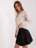 Hurt Beżowy rozpinany sweter oversize z guzikami RUE PARIS