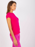 Fuksjowy t-shirt basic z bawełny Peachy