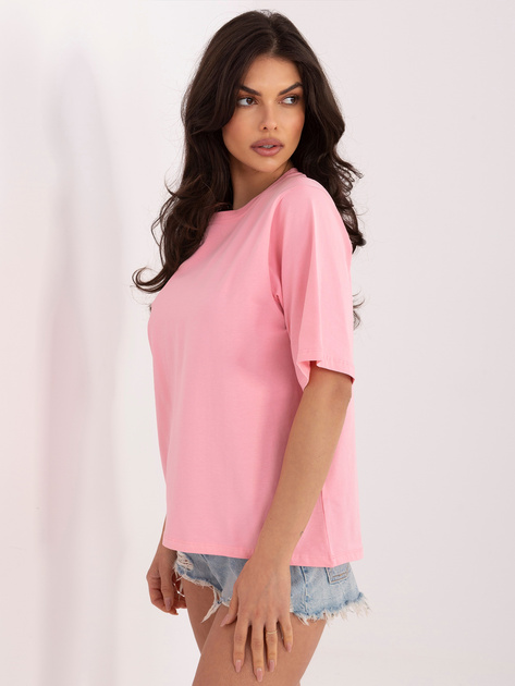 Jasnoróżowy bawełniany t-shirt oversize RUE PARIS