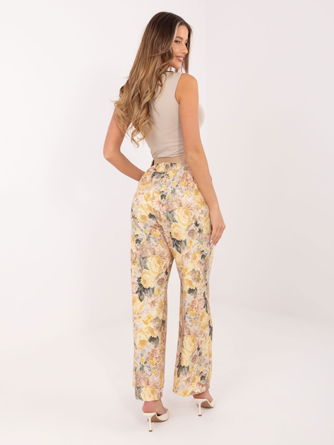 Żółte eleganckie spodnie w kwiaty RUE PARIS
