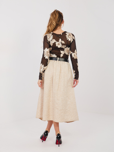 Beżowa spódnica z fakturowej tkaniny RUE PARIS