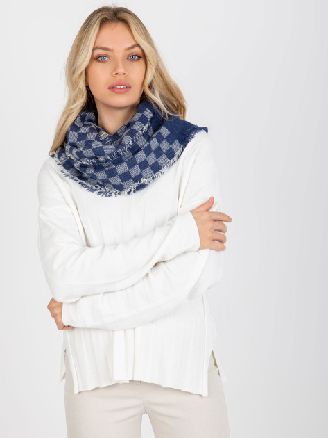 Hurtownia Granatowo-biały damski komin zimowy z wełną