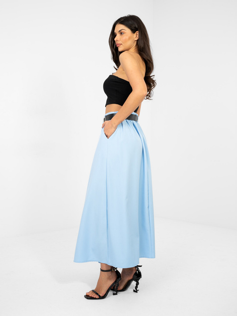 Pastelowa niebieska elegancka spódnica z kieszeniami