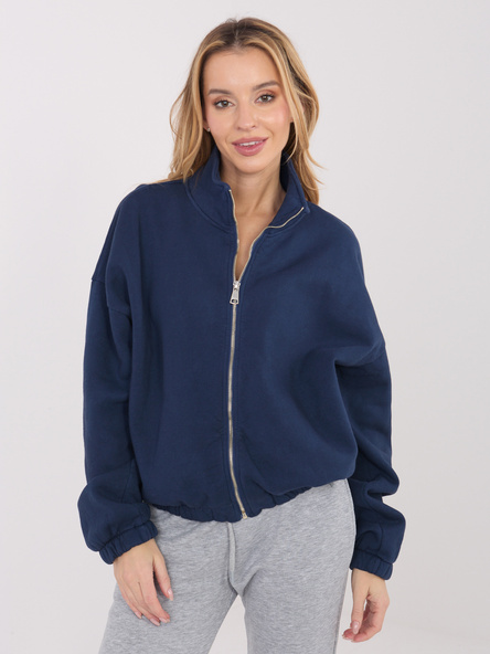 Granatowa ocieplana bluza basic ze stójką 