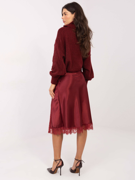 Bordowa elegancka spódnica z koronką RUE PARIS