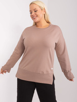 Hurtownia Ciemnobeżowa bluza plus size z bawełny 