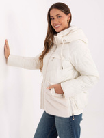 Ecru zimowa kurtka damska z kieszeniami 