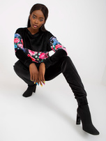 Hurtownia Czarny komplet welurowy z nadrukiem RUE PARIS