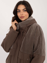 Hurt Brązowa kurtka z sztruksowymi wstawkami