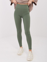 Khaki legginsy z wysokim stanem