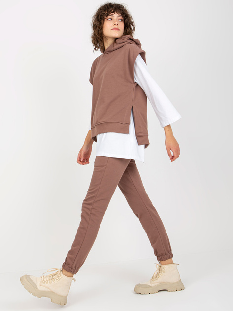 Hurt Brązowy trzyczęściowy komplet casualowy ze spodniami