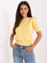 Żółty klasyczny sweter z wiskozą 