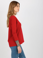 Hurt Czerwona bawełniana bluzka basic z dekoltem w serek 