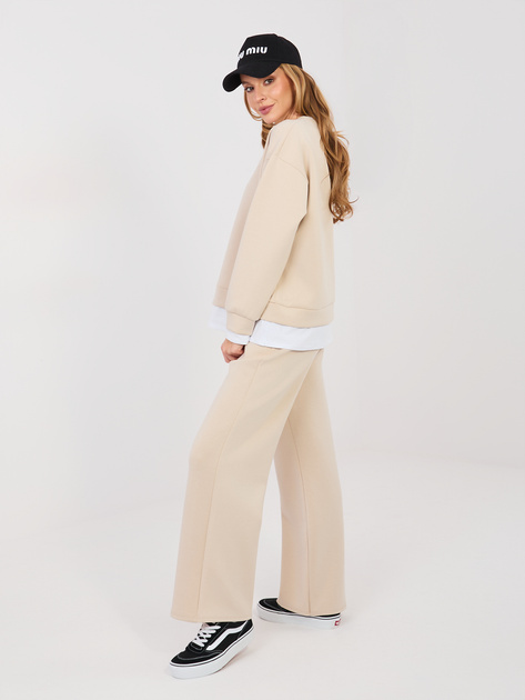 Beżowa damska bluza oversize z naszywką RUE PARIS