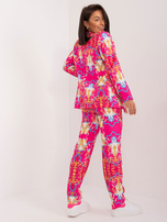 Hurt Ciemnoróżowy elegancki komplet damski z nadrukiem