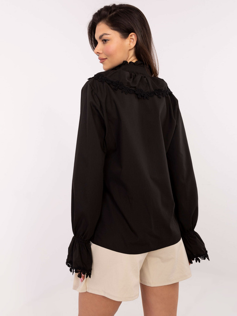 Czarna elegancka koszula damska z żabotem