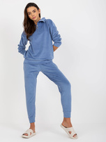 Hurtownia Niebieska ciepła piżama welurowa z bluzą 