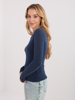 Granatowa bluzka basic z długim rękawem 