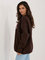 Czekoladowa ocieplana bluza bez kaptura RUE PARIS