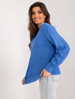 Hurt Niebieski sweter rozpinany z dekoltem V RUE PARIS