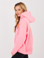 Fluo różowa damska bluza z wypukłymi napisami 