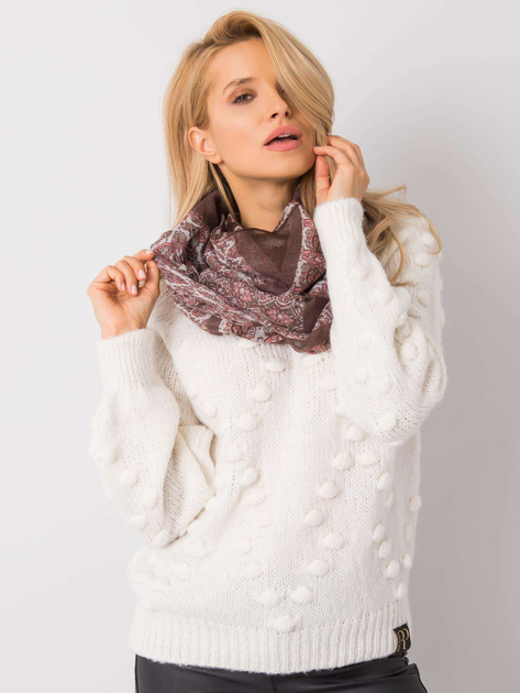 Brązowo-brzoskwiniowa chusta we wzory