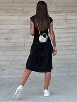 Hurtownia Czarna luźna sukienka z falbaną MAYFLIES