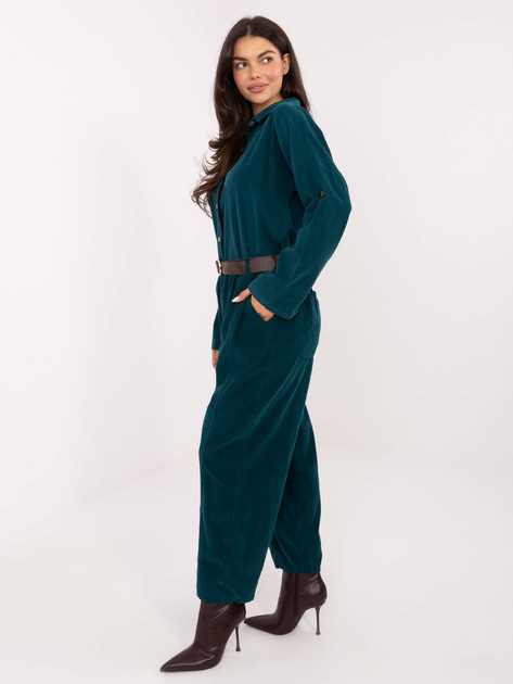 Morskie sztruksowe spodnie z zakładkami