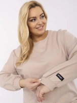 Beżowa asymetryczna bluza plus size z bawełny 