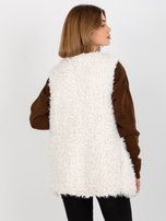 Hurtownia Ecru futrzana kamizelka z kieszeniami Hallie