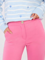 Ciemnoróżowe spodnie z prostą nogawką RUE PARIS 