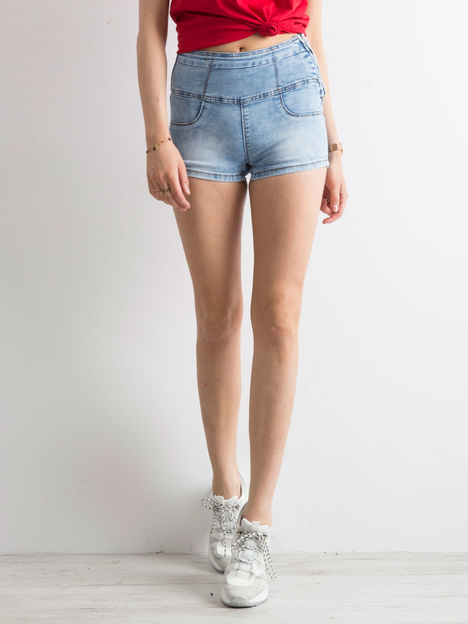 Blue denim shorts high waist