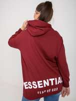 Hurt Bordowa rozpinana bluza plus size z nadrukiem z tyłu