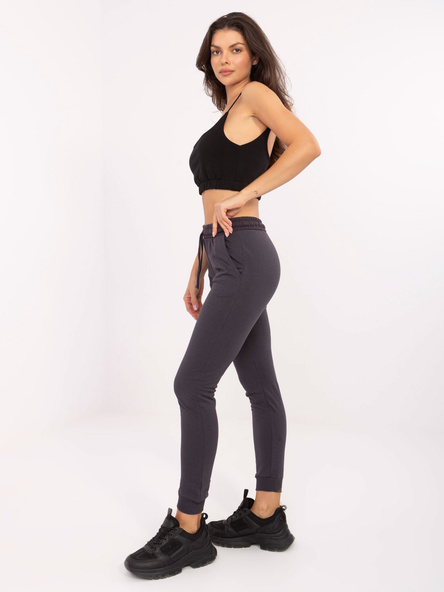 Hurt Grafitowe dresowe spodnie basic z wysokim stanem