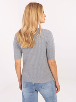 Szary damski sweter z krótkim rękawem