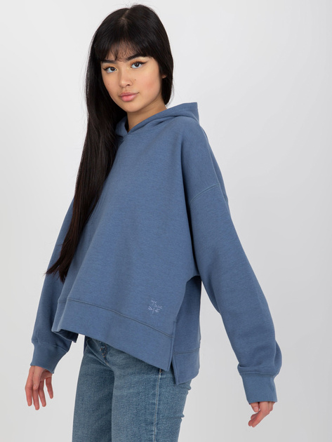 Hurt Ciemnoniebieska dresowa bluza z kapturem i rozcięciami MAYFLIES